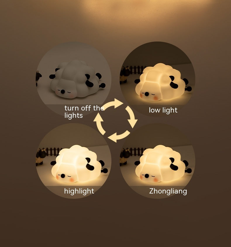 Cute Sheep Silicone Night Light Rechargeable Timing Dimming Sleep Night Light