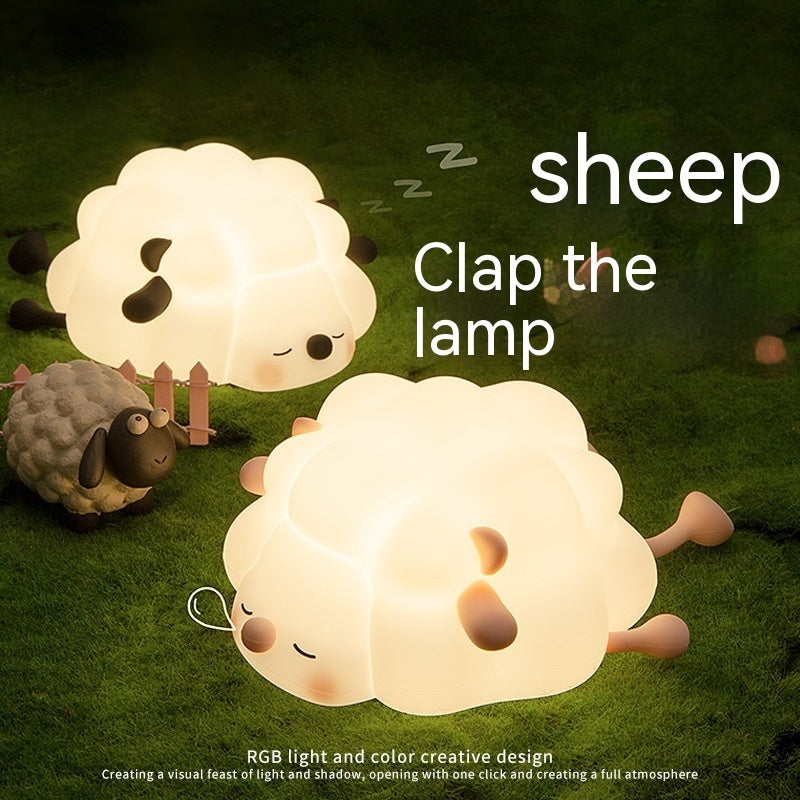 Cute Sheep Silicone Night Light Rechargeable Timing Dimming Sleep Night Light