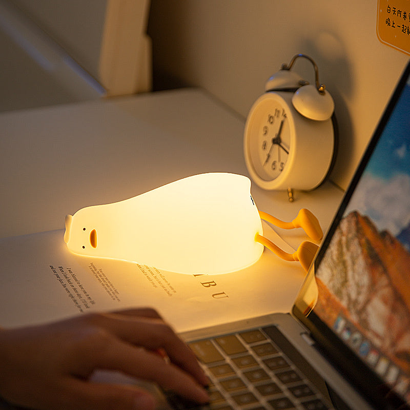 Lie Flat Duck Silicone Night Light Pat Dimming Atmosphere Table Lamp