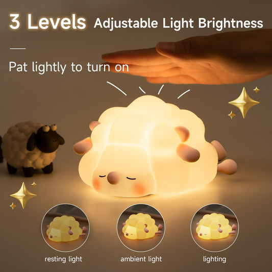 Cute Sheep Silicone Night Light Rechargeable Timing Dimming Sleep Night Light