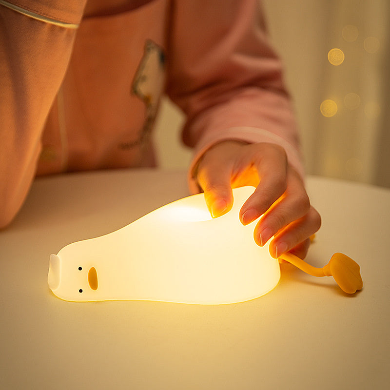 Lie Flat Duck Silicone Night Light Pat Dimming Atmosphere Table Lamp