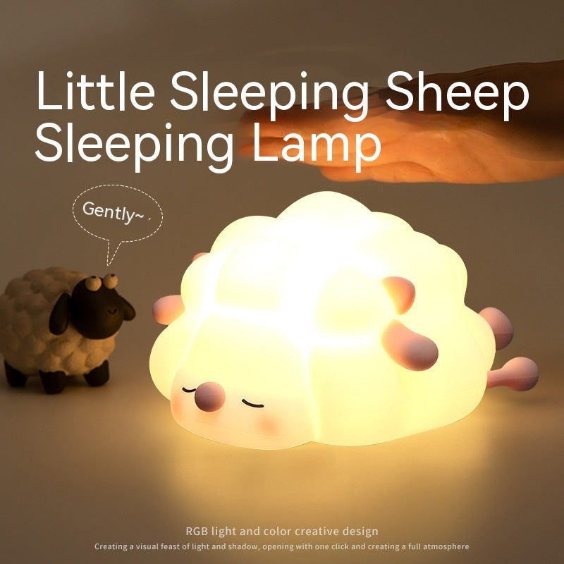 Cute Sheep Silicone Night Light Rechargeable Timing Dimming Sleep Night Light