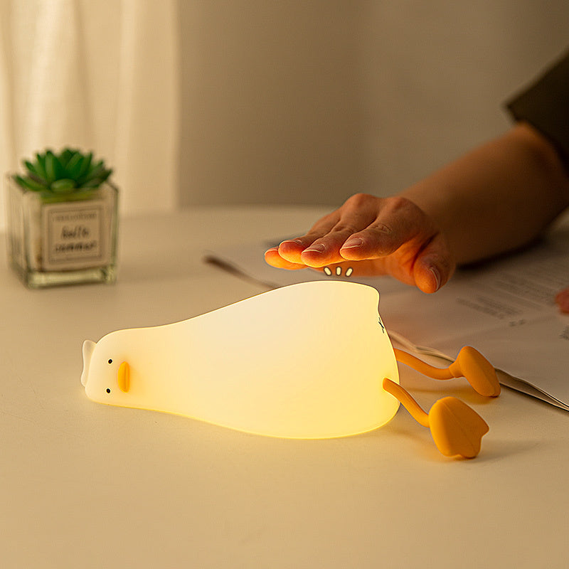 Lie Flat Duck Silicone Night Light Pat Dimming Atmosphere Table Lamp